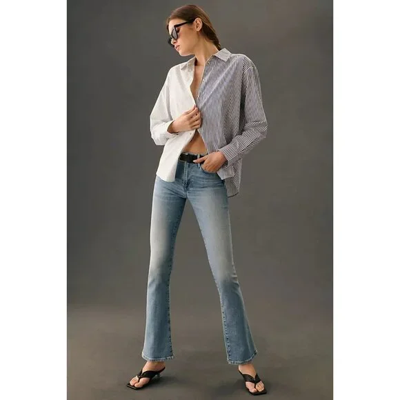 Frame Le Mini Split Hem Mid-Rise Bootcut Jeans Light Blue